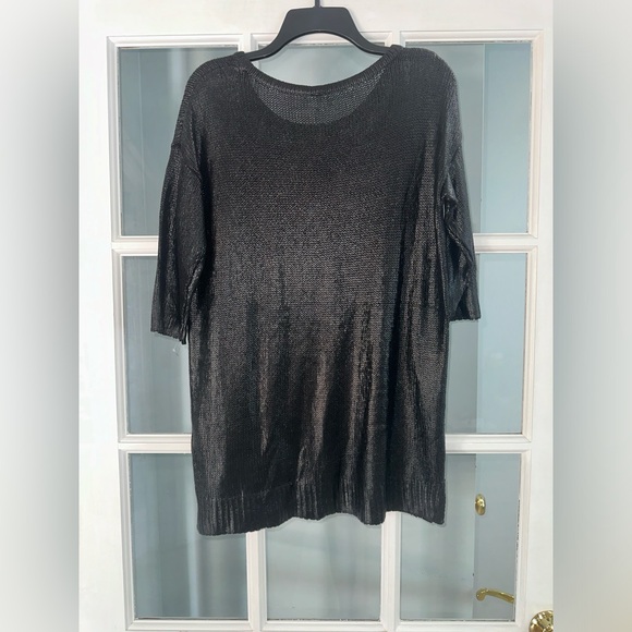 Willow & Clay 3/4 Sleeve Shine Black Scoop Neck Sweater Sz M NWT - Picture 8 of 11